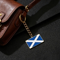 Porte-clés avec breloque drapeau écossais plaqué or 18 carats, en acier inoxydable émaillé, pendentif carte de l'équipe d'Écosse