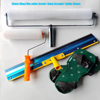 Kit d'outils professionnel pour ciment autonivelant DIY, rouleau à pointes pour sols en époxy, chaussures à pointes de construction, raclette en acier inoxydable