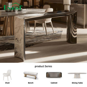 שולחן קונסולה משיש מינימליסטי איטלקי, שולחן כניסה מודרני יוקרתי מנירוסטה לסלון ווילה - Product Image 1