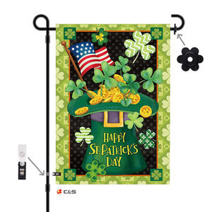 Venta caliente personalizado Día de San Patricio jardín Bandera de lino grueso cuadrado trébol monedas patio bandera para decoración de patio al aire libre - Product Image 1
