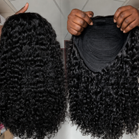 Perruque mi-tête bouclée birmane, perruque mi-tête afro crépue bouclée en cheveux humains, perruque sans colle avec cordon de serrage et clips invisibles, idéale pour les débutantes