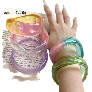 LDYNA 2025 New Hot Sale Exaggerated Shiny MultiColored Acrylic Vintage Geometric Statement <b>Bangle</b> <b>Bracelet</b> for Anniversary - Product Image 1