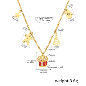 Noel Charm kolye kolye 18K altın kaplama paslanmaz çelik kadın tatil hediye - Product Image 5