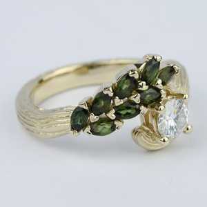 แหวนบานพับรูปปะการังทองและมุกวงแหวนใบต้นสนเปลือกต้นคริสต์มาสธรรมชาติ - Product Image 4