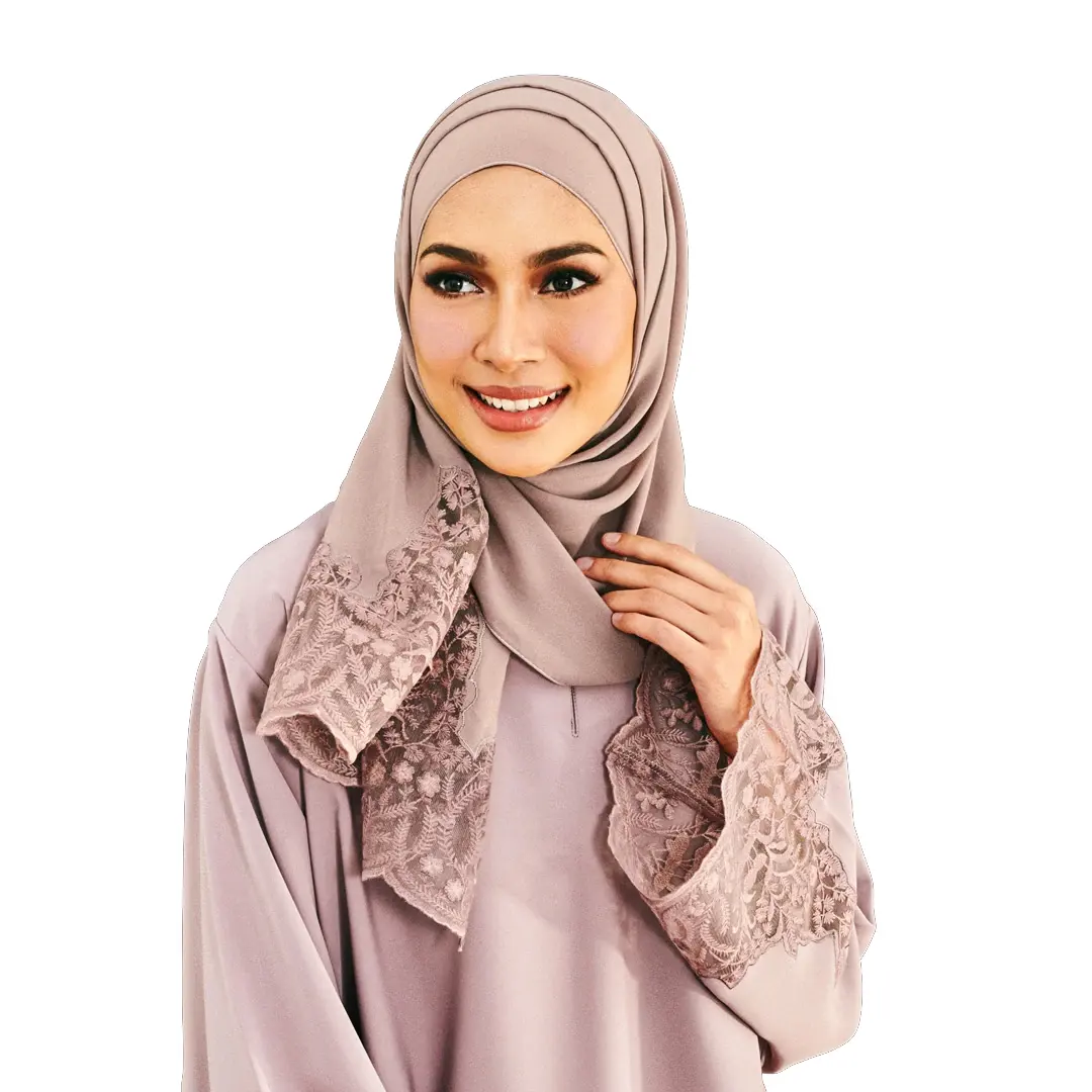 Neueste Hijab Benutzer definierte matte Chiffon Stickerei Schal Spleißen Marke Schal Hijab Schleier Schön für Frauen