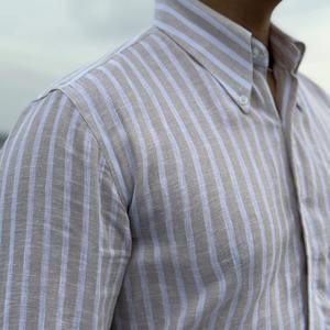 2025 estate nuovo colletto da <span class=keywords><strong>uomo</strong></span> d'affari collo largo bavero a maniche lunghe camicia ortodossa Casual retrò cotone traspirante camicia di lino - Product Image 4