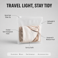 Sacs à fermeture éclair en PE givré pour vêtements d'été, sacs de rangement semi-transparents en CPE avec fermeture à glissière pour le voyage et la maison