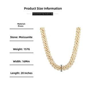 Personalisierte LOGO Moissanit-Halskette für Herren, 18K Vergoldete Kubanische Gliederkette, Hip-Hop-Schmuck mit Gravur-Service - Product Image 6
