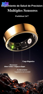 Anneau intelligent <span class=keywords><strong>de</strong></span> santé avancé pour hommes, tracker <span class=keywords><strong>de</strong></span> fitness, surveillance <span class=keywords><strong>de</strong></span> la fréquence cardiaque 24h/24 et 7j/7, suivi du stress, contrôle par application, étanche IP67, titane - Product Image 4