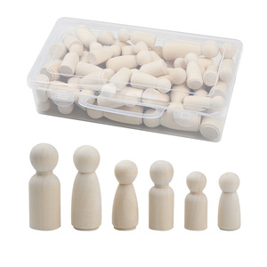 Figurines en bois 50 pièces couleur bois naturel pour projets d'artisanat DIY et projets artistiques pour enfants, ensemble en boîte - Product Image 4