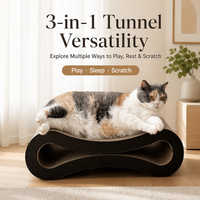 Griffoir pour chat réversible à 4 côtés en carton ondulé, résistant à l'usure, tunnel-lit extra large pour chat, convient aux chats jusqu'à 10 kg