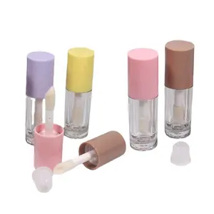 Tubos de brillo de labios transparente con aplicador de varita grande, tubo vacío para base de maquillaje, color púrpura, amarillo, rosa y marrón, venta al por mayor