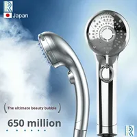 Nouveau modèle de robinet de salle de bain avec accessoire micro-bulles, pommeau de douche nano beauté effet pluie, pressurisé, chromé, moderne, pour usage hôtelier mural