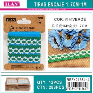 Nastro in Pizzo Ilan 1,7Cm X 1M Verde per Decorazioni Artigianali - Product Image 3