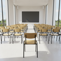Chaise avec siège en bois et structure métallique pour salle de classe, salle de formation et salle à manger