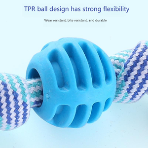Venta caliente esencial, Limpieza de <span class=keywords><strong>dientes</strong></span> resistente a mordeduras de <span class=keywords><strong>perros</strong></span> | Cuerda de algodón Bola de doble nudo Juguete indestructible para mascotas - Product Image 6