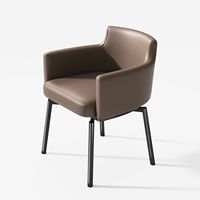 Chaises en cuir rembourrées pivotantes de luxe modernes avec accoudoirs et dossier ergonomiques, chaise de salle à manger en métal pour hôtel, bar, café, gris