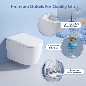 <span class=keywords><strong>WC</strong></span> intelligent mural monobloc allongé avec siège chauffant et nettoyage UV intégré <span class=keywords><strong>pour</strong></span> salle de bain moderne d'appartement - Product Image 4