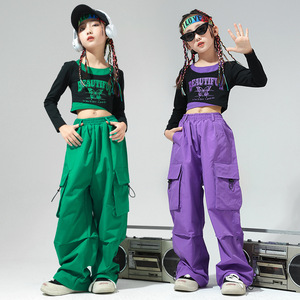 Conjunto de Ropa Urbana Personalizada para Niños, Traje de Baile Jazz Hip Hop para Niñas, Estilo Dopamine, Atuendo para Pasarela y Escenario - Product Image 2