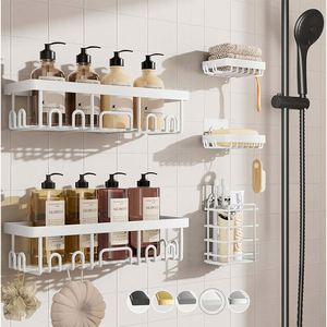 Étagère d'angle de salle de bain en acier inoxydable antirouille à 4 niveaux, étagère de douche de cuisine, organisateur de rangement pour salle de bain - Product Image 1