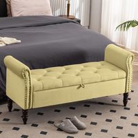 57 "Rangement pour chambre à coucher Pouf de rangement en bout de lit avec bras Pouf de rangement en velours avec bouton tufté
