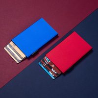 Dompet Logam ramping Rfid desain berbeda kustom tempat kartu pria dompet kartu kredit bisnis untuk pria dompet Pop up penyimpan kartu