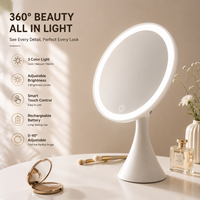 Miroir de Maquillage LED Rotatif Grand Format Économique avec Capteur Tactile et Lumière Dimmable – Vente en Gros