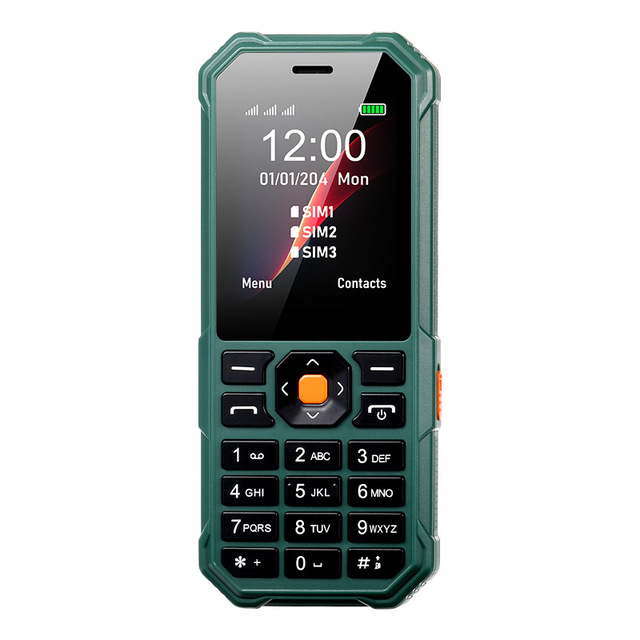 W2026 Outdoor Rugged Mobile Phone, 2.4-Inch, Triple SIM, Large Buttons, High Volume, Long Battery Life, 2G Network Feature Phone