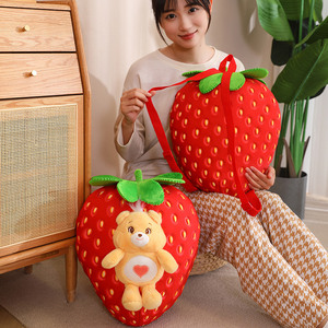 Sac à dos en peluche motif fraise de dessin animé, ours en peluche à câliner, sac à dos pour enfants - Product Image 5