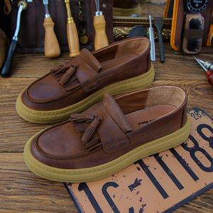 2025 Best-selling Men's Walk-In Style Leather Outdoor Breathable Round-Toe High-Top <b>Height</b> <b>Increasing</b> Slip-On Autumn Shoes - Product Image 4