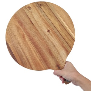 Chop Stand Paddle Tablas de metal Bandeja inferior Tablero redondo plano Logo Bamboo Pizza Peel - Product Image 5