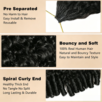 Extensions de cheveux humains vierges de haute qualité, super double drawn, bouclées, pour tressage au crochet, qualité supérieure premium