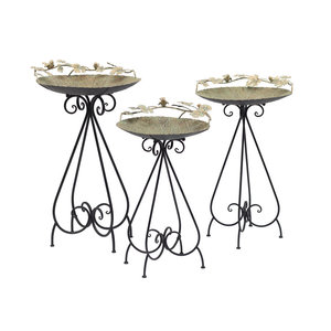 <span class=keywords><strong>Bassin</strong></span> d'eau galvanisé rond <span class=keywords><strong>pour</strong></span> le jardin extérieur de trois oiseaux classiques - Product Image 2