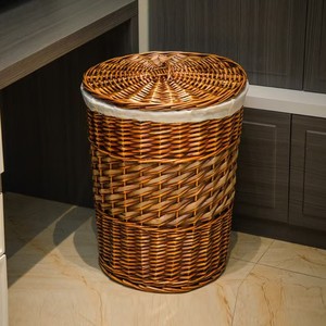 Cesto Redondo de Mimbre <span class=keywords><strong>para</strong></span> <span class=keywords><strong>Ropa</strong></span>, Cesto de Lavandería Tejido de Jacinto de Agua con Tapa - Product Image 4