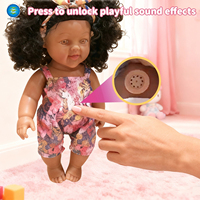 Poupée Reborn de 30 cm (12 pouces) en silicone, ensemble de poupée africaine réaliste, douce, à piles, éducative, fille noire aux cheveux bouclés, vente chaude