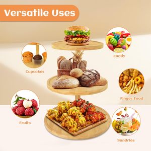 3 Tier <span class=keywords><strong>cupcake</strong></span> đứng, gỗ <span class=keywords><strong>cupcake</strong></span> tháp đứng 50 cupcakes, lớn vòng xoay tầng Khay cookie món tráng miệng hiển thị - Product Image 2