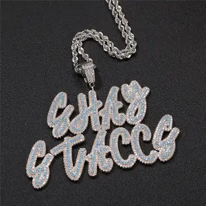 Ожерелье в стиле хип-хоп с кулоном и надписью на заказ