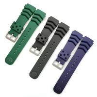 Bracelet de montre en caoutchouc silicone Nd Limits pour plongée profonde, avec joint plat et boucle ardillon en acier inoxydable, 20 22 24 mm, noir, vert, étanche
