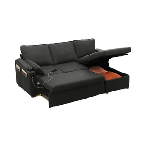 أريكة سرير قابلة للتحويل من ديراسبيس بلون رمادي داكن، 2 في 1 مع تخزين وحامل أكواب USB لغرفة المعيشة في الشقق - Product Image 1