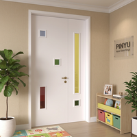 Armoire en bois massif avec portes vitrées à double battant, couleur blanc, pour chambre à coucher, placard, salle de jeux pour enfants, porte intérieure à assembler