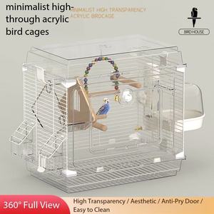 Jaula Moderna Minimalista para Pájaros, Villa Panorámica de Alta Transparencia para Periquitos con Bandeja Extraíble - Product Image 2