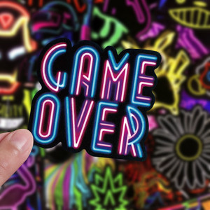 50 stuks zelfklevende neon film graffiti stickers <span class=keywords><strong>set</strong></span> voor filmkunst laptop dagboek telefoonhoesje DIY decor <span class=keywords><strong>cool</strong></span> cadeau groothandel - Product Image 1