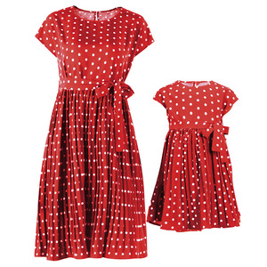 X20329 Abiti Coordinati Madre e Figlia Senza Maniche a Pois Look Familiare <span class=keywords><strong>Abbigliamento</strong></span> <span class=keywords><strong>Mamma</strong></span> e Bambina Vestito per <span class=keywords><strong>Mamma</strong></span> e Bimba - Product Image 6