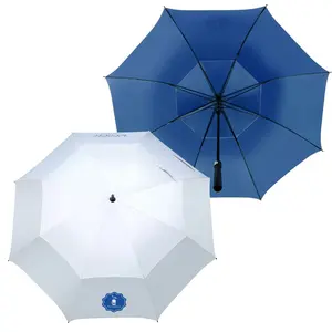 Pronto para enviar 60 Polegada Grande Windproof Sunblock Double Layer Golf Umbrella Botão Automático 8 Painéis Umbrella