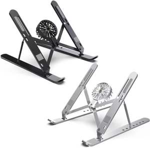 Metal Laptop Stand with Removable Fan Laptop Holder Viewing Angle Adjustable Width Flexible Riser for <b>Desk</b> <b>Office</b> Use <b>Foldable</b> - Product Image 4