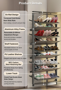 HNOSS Étagère à chaussures étroite à tiroirs coulissants pour entrée de salon, organisateur de rangement pour chaussures de couloir - Product Image 4