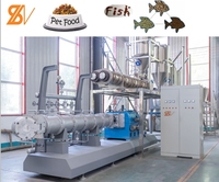 2ton/h mesin ekstruder makanan hewan peliharaan anjing kucing ikan akuatik otomatis lini produksi semprotan vakum kandungan minyak tinggi daging pakan tinggi