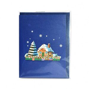 Nouvelle conception de carte de vœux 3D pop-up avec arbre de Noël et maison en pain d'épices - Product Image 4