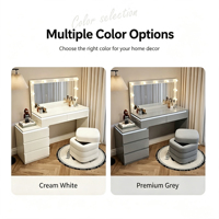 Coiffeuse LED avec miroir, table de maquillage en bois avec armoire latérale, commode de rangement pour chambre à coucher