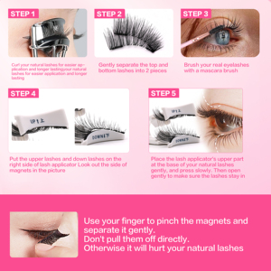 Cils magnétiques 3D 6mm-10mm, cils naturels et vaporeux, réutilisables, sans colle, kit de cils magnétiques avec fixateur et miroir - Product Image 6